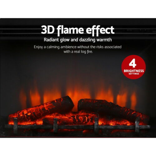 2000w Electric Fireplace Heater, Electric Fireplace Heater Realistic Flame And Logs With Glowing Embers