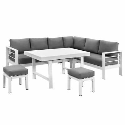 Outdoor 2-in-1 Aluminium Sofa Lounge Dining Table