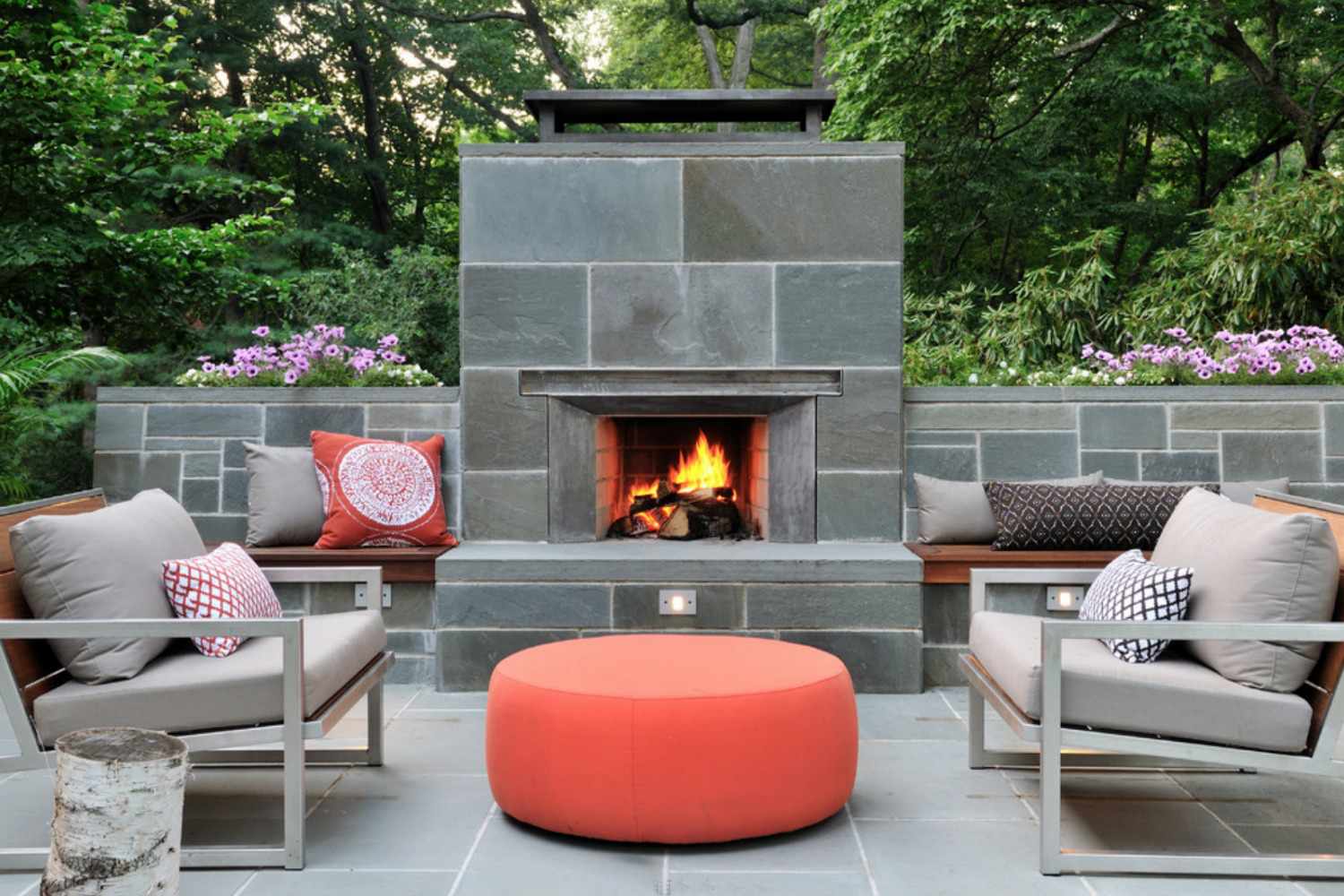 Electric Fireplace With Outdoor Furniture