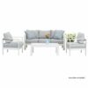 New White Outdoor Aluminium Sofa Lounge Setting Furniture Set Arms Chairs Table - Image 11
