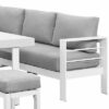 New White Outdoor 2-in-1 Aluminium Sofa Lounge Dining Table Setting Set Stool - Image 8