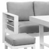 New White Outdoor 2-in-1 Aluminium Sofa Lounge Dining Table Setting Set Stool - Image 9
