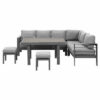 New Charcoal Outdoor 2-in-1 Aluminium Sofa Lounge Dining Table Setting Set Stool - Image 10