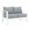 New White Outdoor Aluminium Sofa Lounge Set Arms Chairs Table - Image 5