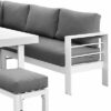 White Outdoor 2-in-1 Aluminium Sofa Lounge Dining Table Setting Set Stool - Image 9