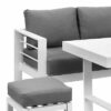White Outdoor 2-in-1 Aluminium Sofa Lounge Dining Table Setting Set Stool - Image 10