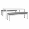 NEW 3pc White Garden Lounge Aluminium Outdoor Bench Dining Set with Cushion - Image 5