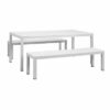 NEW 3pc White Garden Lounge Aluminium Outdoor Bench Dining Set with Cushion - Image 6