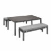 NEW 3pc Charcoal Garden Lounge Aluminium Outdoor Bench Dining Set with Cushion - Image 3