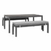 NEW 3pc Charcoal Garden Lounge Aluminium Outdoor Bench Dining Set with Cushion - Image 5
