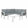 White Outdoor Aluminium Sofa Lounge Set Arms Chairs Table