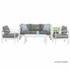 New White Outdoor Aluminium Sofa Lounge Setting Furniture Set Arms Chairs Table - Image 6