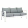 New White Outdoor Aluminium Sofa Lounge Setting Furniture Set Arms Chairs Table - Image 9
