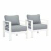 New White Outdoor Aluminium Sofa Lounge Setting Garden Furniture Set Chairs - Image 6