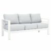 New White Outdoor Aluminium Sofa Lounge Setting Furniture Set Arms Chairs Table - Image 7