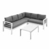 New White Outdoor Aluminium Sofa Lounge Setting Furniture Set Arms Chairs Table - Image 11