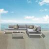 New White Aluminium Outdoor Garden Sofa Lounge Furniture Setting Table Chairs - Image 7