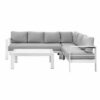 New White Outdoor Aluminium Sofa Lounge Setting Furniture Set Arms Chairs Table - Image 2