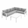 New White Outdoor Aluminium Sofa Lounge Setting Furniture Set Arms Chairs Table - Image 3