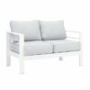 White Outdoor Aluminium Sofa Lounge Setting Arms Chairs Table - Image 3