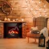 MAXKON Electric Fireplace Wall Mounted w/LED Log Flames 2 Heat Settings - Image 2