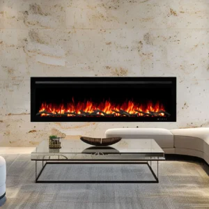 Provence 1500W Electric Fireplace Wall Mounted & Recessed Black