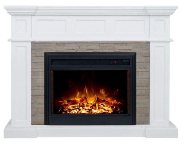 Hudson Electric Fireplace Stone Veneer Mantel