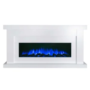 Aristo 50 Inch Electric Fireplace Heater with White Mantel Suite