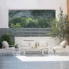 Amilly 5 Seater White Aluminium Sofa Lounge Set - Beige Cushion - Image 4