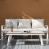 Amilly 5 Seater White Aluminium Sofa Lounge Set - Beige Cushion - Image 8