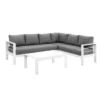 Paris 4 Piece White Aluminium Sofa Lounge Set - Light Grey Cushion - Image 3