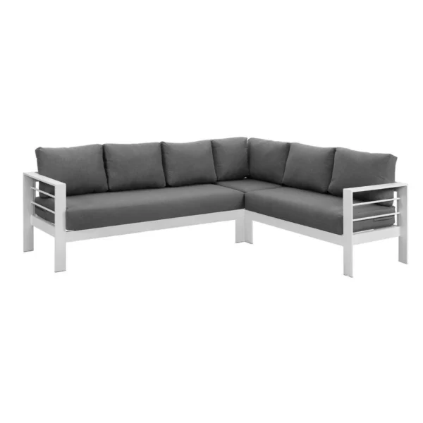 Paris 6 Seater White Aluminium L Shaped Sofa Lounge
