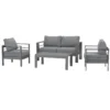 Paris 4 Piece Charcoal Aluminium Sofa Lounge Set - Grey Cushion - Image 12