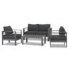 Paris 4 Piece Charcoal Aluminium Sofa Lounge Set - Dark Grey Cushion