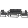 Paris 5 Seater Charcoal Aluminium Sofa Lounge Set
