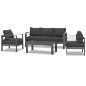 Paris 5 Seater Charcoal Aluminium Sofa Lounge Set