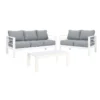 Paris 5 Seater White Aluminium Sofa Lounge Suite - Grey Cushion - Image 7