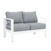 Paris 4 Piece White Aluminium Sofa Lounge Set - Grey Cushion - Image 10