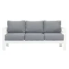 Paris 3 Seater White Aluminium Outdoor Sofa Lounge with Arms - Grey Cushion - Image 2