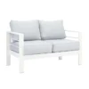 Paris 4 Piece White Aluminium Sofa Lounge Set - Light Grey Cushion - Image 12