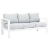 Paris 5 Seater White Aluminium Sofa Lounge Suite - Light Grey Cushion - Image 11