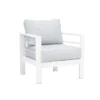 Paris 4 Piece White Aluminium Sofa Lounge Set - Light Grey Cushion - Image 14
