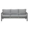 Manly 3 Seater Charcoal Aluminium Outdoor Sofa Lounge with Arms - Grey Cushion
