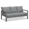 Manly 3 Seater Charcoal Aluminium Outdoor Sofa Lounge with Arms - Grey Cushion - Image 3