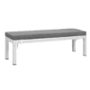 Manly White Aluminium Outdoor Faux wood Top Bench with Grey Cushion (Set of Two) - Image 2