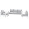 Paris 5 Seater White Aluminium Sofa Lounge - Light Grey Cushion - Image 2