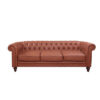 3+2 Seater Brown Sofa Lounge Chesterfireld Style Button Tufted in Faux Leather - Image 5