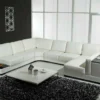 White Leather Lounge 5 Seater Corner Modular Free Side Tables Chaise Brand New