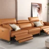 Recliner Leather Couch Lounge 3 Seats Adjustable Headrest Double Recliners Sofa