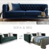 Sofa Bed Best Queen 2 seater fabric lounge Velvet sofa Easy to Pull Brand New